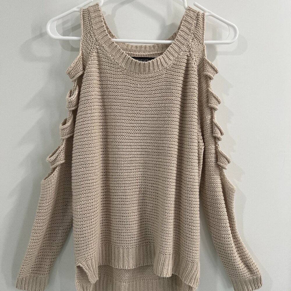 Épique Moï Cream Chunky Cotton Blend Knit Pullover Sweater Size S